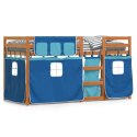 Łóżko piętrowe z zasłonkami, niebieskie, 80x200 cm, sosnowe Lumarko!