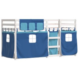 Łóżko piętrowe z zasłonkami, niebieskie, 80x200 cm, sosnowe Lumarko!