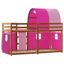 Łóżko piętrowe z zasłonkami, różowe, 75x190 cm, drewno sosnowe Lumarko!