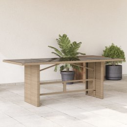Stół ogrodowy ze szklanym blatem, beż, 190x80x75 cm, polirattan Lumarko!