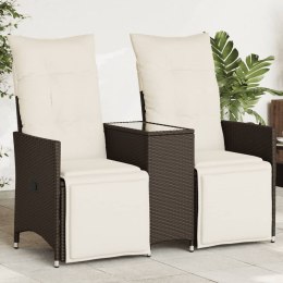 Rozkładana sofa ogrodowa ze stolikiem, 2-os., brąz, rattan PE Lumarko!