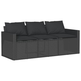 Sofa ogrodowa z poduszkami, 3-osobowa, czarna, polirattan Lumarko!
