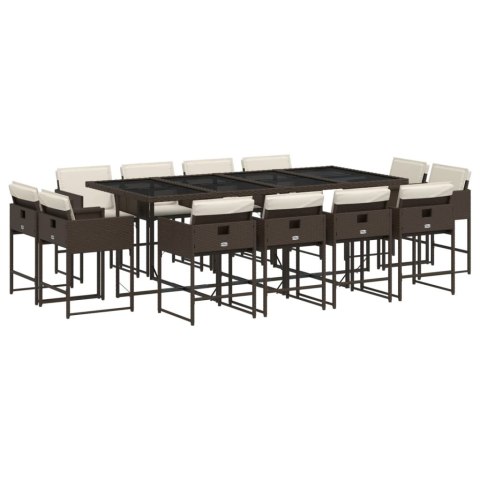 13-częściowy zestaw mebli do ogrodu, poduszki, brązowy, rattan PE Lumarko!