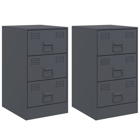 Szafki nocne, 2 szt., antracytowe, 34,5x39x62 cm, stal Lumarko!