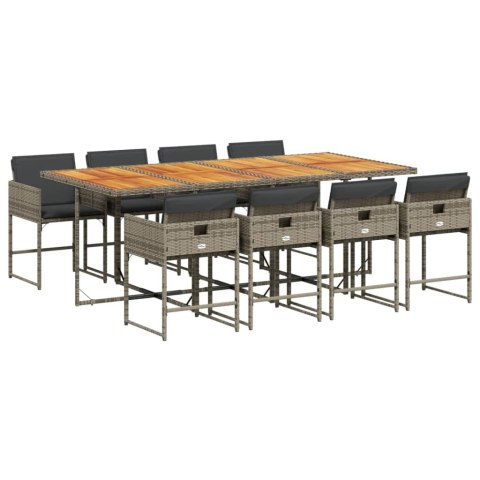 9-cz. zestaw mebli ogrodowych z poduszkami, szary, rattan PE Lumarko!