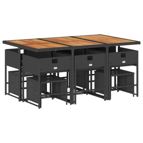 11-cz. zestaw mebli do ogrodu, z poduszkami, czarny rattan PE Lumarko!