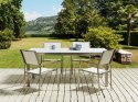 Zestaw ogrodowy stół szklany efekt marmuru i 4 krzesła białe COSOLETO/GROSSETO Lumarko!