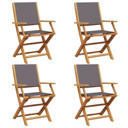 Składane krzesła ogrodowe, 4 szt., antracytowa tkanina i drewno Lumarko!