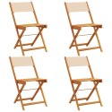Składane krzesła ogrodowe, 4 szt., beżowa tkanina i drewno Lumarko!
