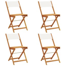 Składane krzesła ogrodowe, 4 szt., kremowa tkanina i drewno Lumarko!