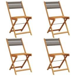 Składane krzesła ogrodowe, 4 szt., szare, lite drewno akacjowe Lumarko!