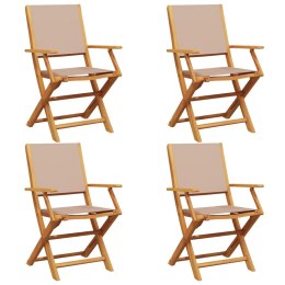 Składane krzesła ogrodowe, 4 szt., tkanina taupe i drewno Lumarko!