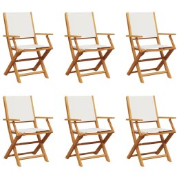 Składane krzesła ogrodowe, 6 szt., kremowa tkanina i drewno Lumarko!