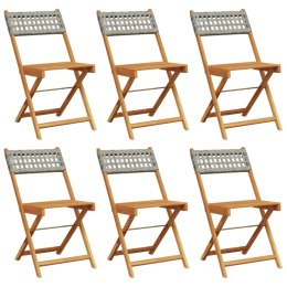 Składane krzesła ogrodowe, 6 szt., szare, polirattan i drewno Lumarko!
