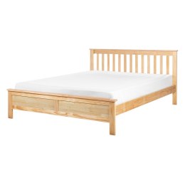 Łóżko drewniane 140 x 200 cm naturalne jasne drewno MAYENNE Lumarko!