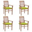 Krzesła stołowe, 4 szt., jasnozielone poduszki, drewno tekowe Lumarko!