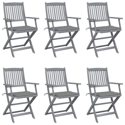 Składane krzesła ogrodowe, 6 szt., poduszki, drewno akacjowe Lumarko!