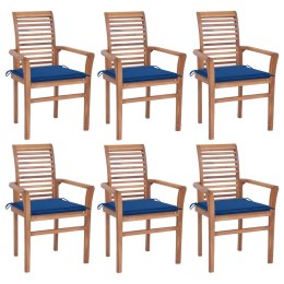 Krzesła stołowe z kobaltowymi poduszkami, 6 szt., drewno tekowe Lumarko!