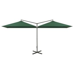 Podwójny parasol na stalowym słupku, zielony, 600x300 cm Lumarko!
