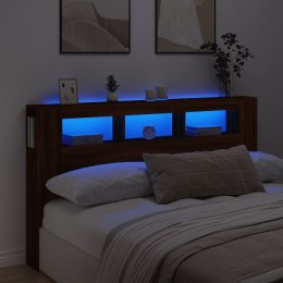 Wezgłowie łóżka z LED, brązowy dąb, 180x18,5x103,5 cm Lumarko!
