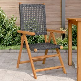 Krzesła ogrodowe, 2 szt., czarne, drewno akacjowe i polirattan Lumarko!