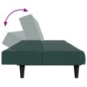 2-osobowa kanapa rozkładana z podnóżkiem, ciemnozielona, aksamitna Lumarko!