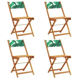 Składane krzesła ogrodowe, 4 szt., zielona tkanina i drewno Lumarko!