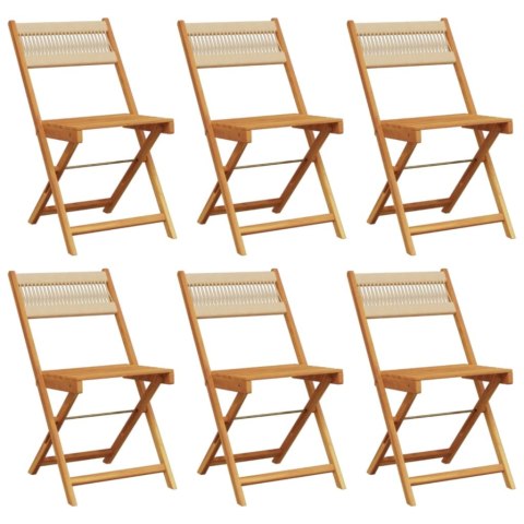 Składane krzesła ogrodowe, 6 szt., beżowe, lite drewno akacjowe Lumarko!