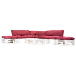 6-częściowy zestaw mebli z palet, czerwone poduszki, drewno Lumarko!