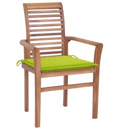 Krzesła stołowe z jasnozielonymi poduszkami, 6 szt., tekowe Lumarko!