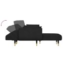 Sofa rozkładana L, czarna, 275x140x70 cm, aksamit Lumarko!