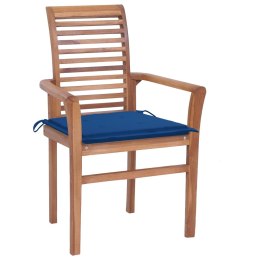 Krzesła stołowe, 2 szt., kobaltowe poduszki, drewno tekowe Lumarko!