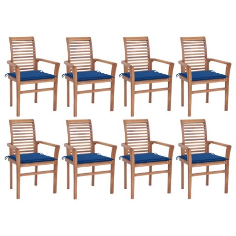 Krzesła stołowe z kobaltowymi poduszkami, 8 szt., drewno tekowe Lumarko!