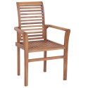 Krzesła stołowe z kremowymi poduszkami, 4 szt., drewno tekowe Lumarko!