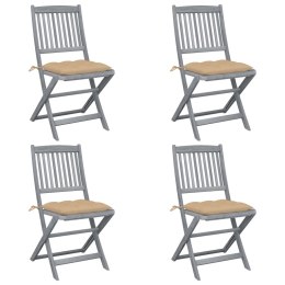 Składane krzesła ogrodowe, 4 szt., poduszki, drewno akacjowe Lumarko!