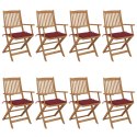 Składane krzesła ogrodowe z poduszkami, 8 szt., drewno akacjowe Lumarko!