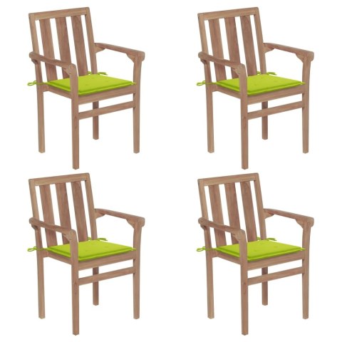 Sztaplowane krzesła ogrodowe z poduszkami, 4 szt., tekowe Lumarko!