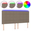 Zagłówek do łóżka z LED, taupe, 180x5x118/128 cm, tkanina Lumarko!