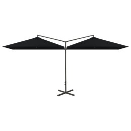 Podwójny parasol na stalowym słupku, czarny, 600x300 cm Lumarko!
