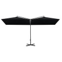 Podwójny parasol na stalowym słupku, czarny, 600x300 cm Lumarko!
