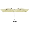 Podwójny parasol na stalowym słupku, piaskowy, 600x300 cm Lumarko!