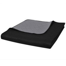 Dwustronna pikowana narzuta na łóżko, czarno-szara, 220x240 cm Lumarko!