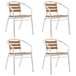 Krzesła ogrodowe, sztaplowane, 4 szt., aluminium i WPC, srebrne Lumarko!