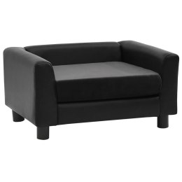 Sofa dla psa, czarna, 60x43x30 cm, plusz i sztuczna skóra Lumarko!