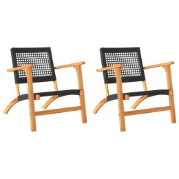 Krzesła ogrodowe, 2 szt., czarne, polirattan i drewno akacjowe Lumarko!