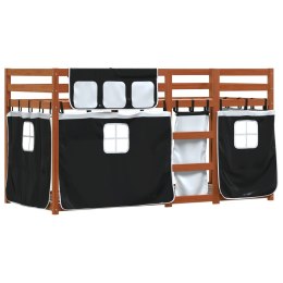 Łóżko piętrowe z zasłonkami, biało-czarne, 75x190 cm, sosnowe Lumarko!