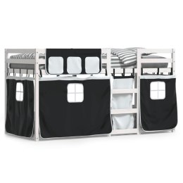 Łóżko piętrowe z zasłonkami, biało-czarne, 90x200 cm, sosnowe Lumarko!