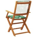 Krzesła ogrodowe, 2 szt., wzór liści, drewno akacjowe i tkanina Lumarko!