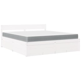 Łóżko z szufladami i materacem, białe, 180x200 cm, sosnowe Lumarko!