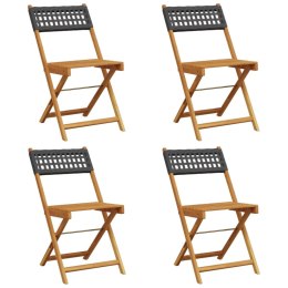 Składane krzesła ogrodowe, 4 szt., czarny polirattan i drewno Lumarko!